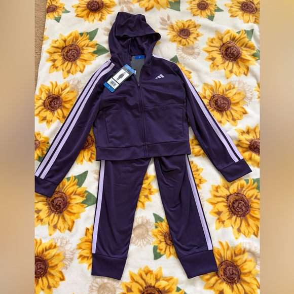 Adidas YouthPurple Tracksuit New 2pc Tracksuit Outfit Set jacket & jogger Size 7 - Picture 6 of 6